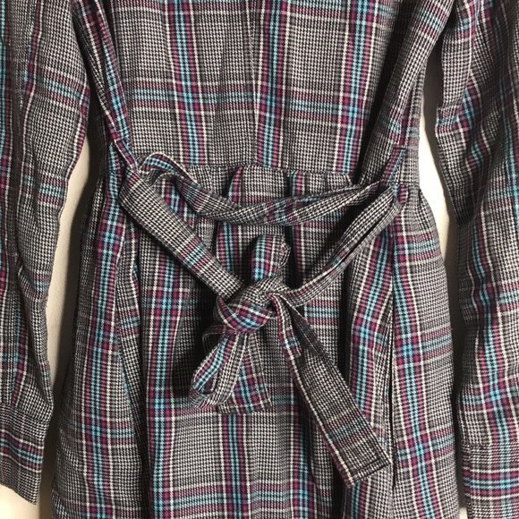 Vintage roxy plaid flannel fall Y2K trench coat size small cute - Picture 12 of 12
